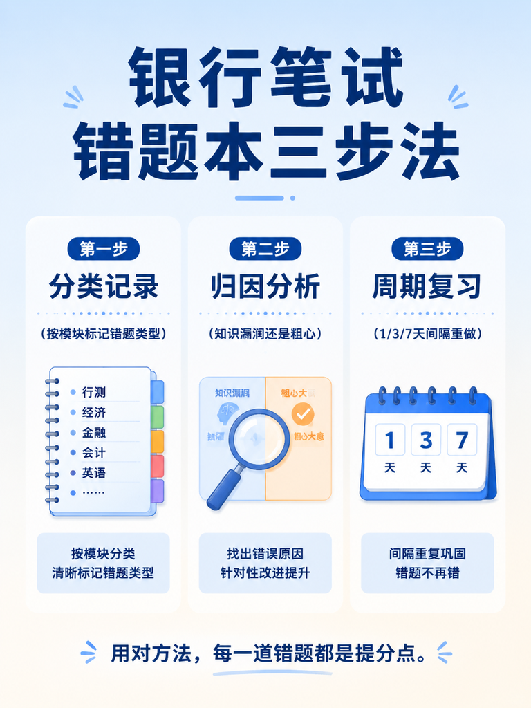 银行笔试错题本三步法
