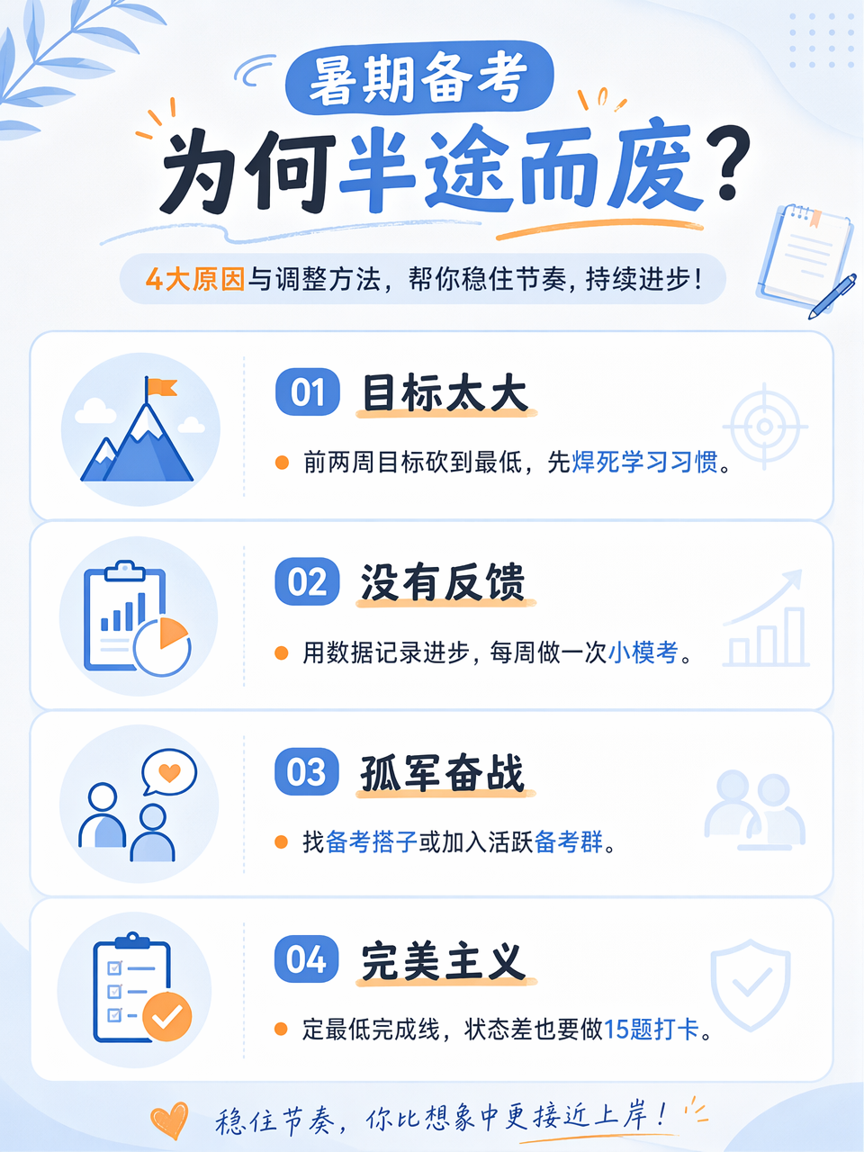 银行秋招暑期备考半途而废4大原因与调整方法