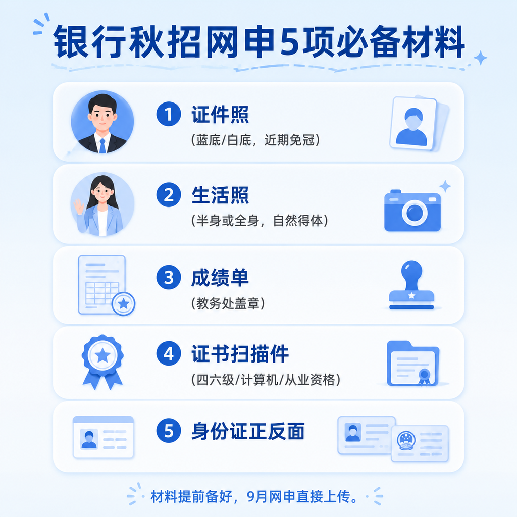 银行秋招网申材料清单