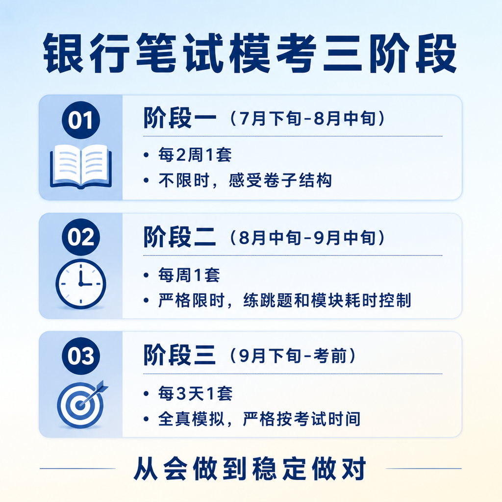 银行笔试模考三阶段时间规划