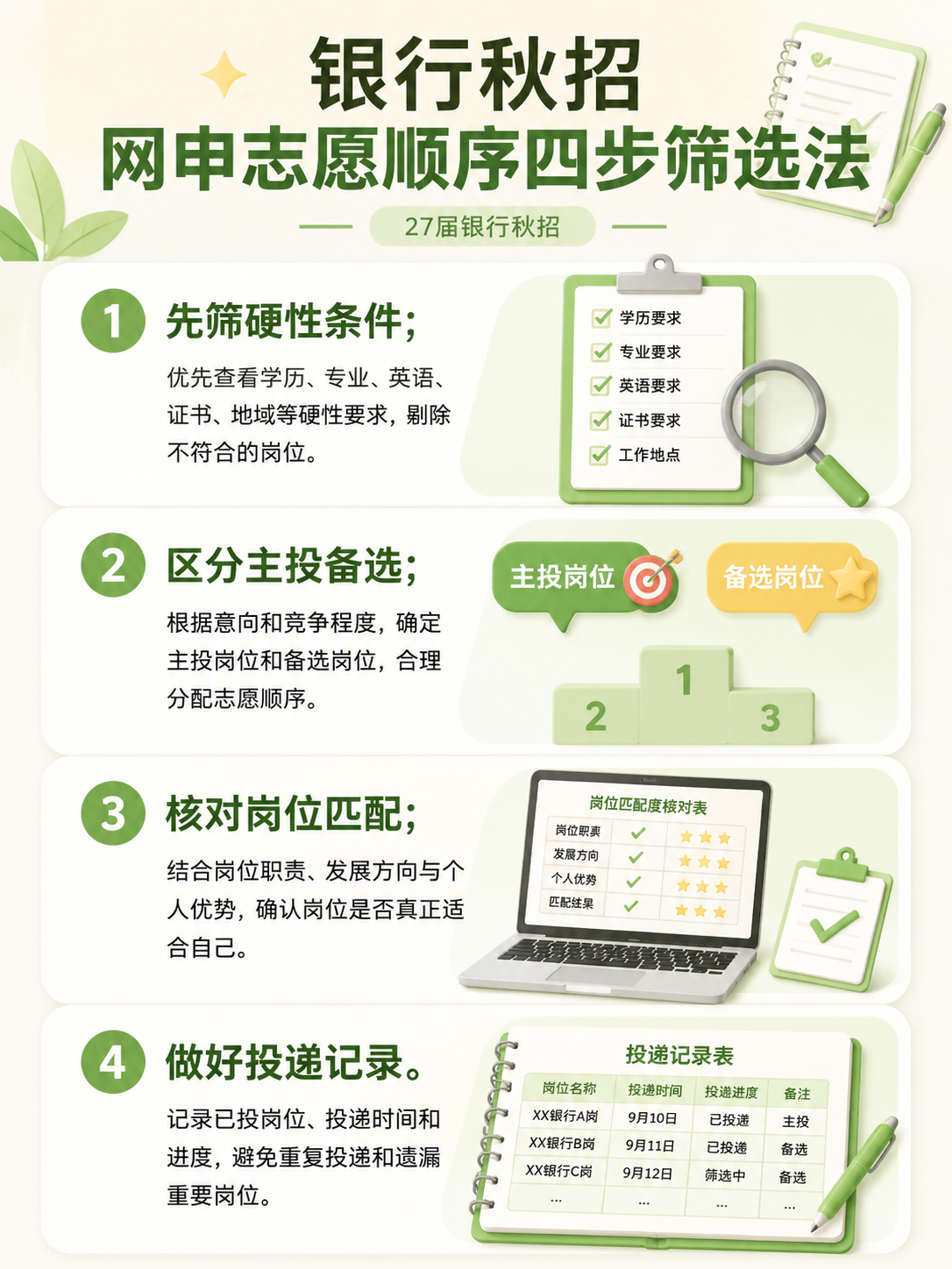 27届银行秋招网申志愿顺序四步筛选法
