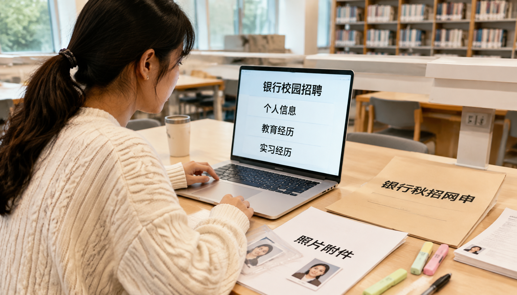 毕业生核对银行秋招网申材料和岗位要求
