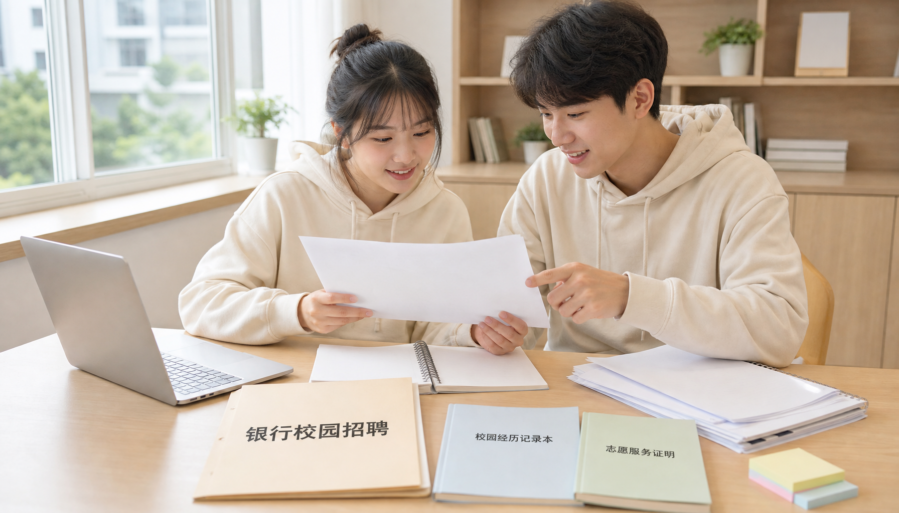 大学生核对银行校园招聘网申经历材料