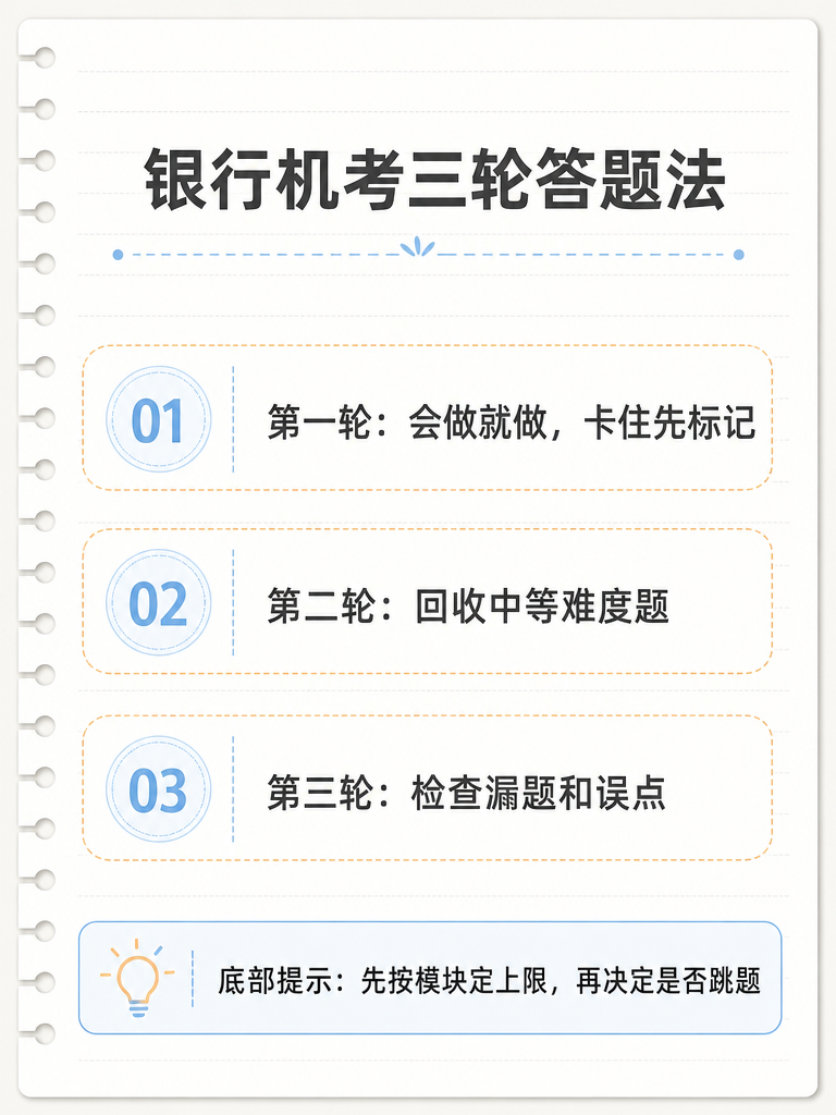 银行机考三轮答题法知识卡片