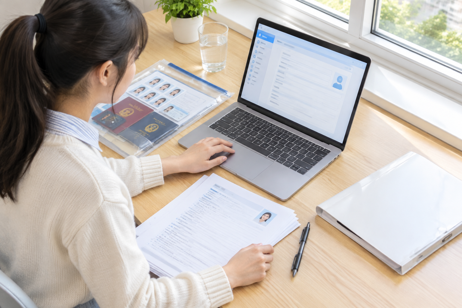 27届考生在书桌前准备银行秋招网申材料的备考场景